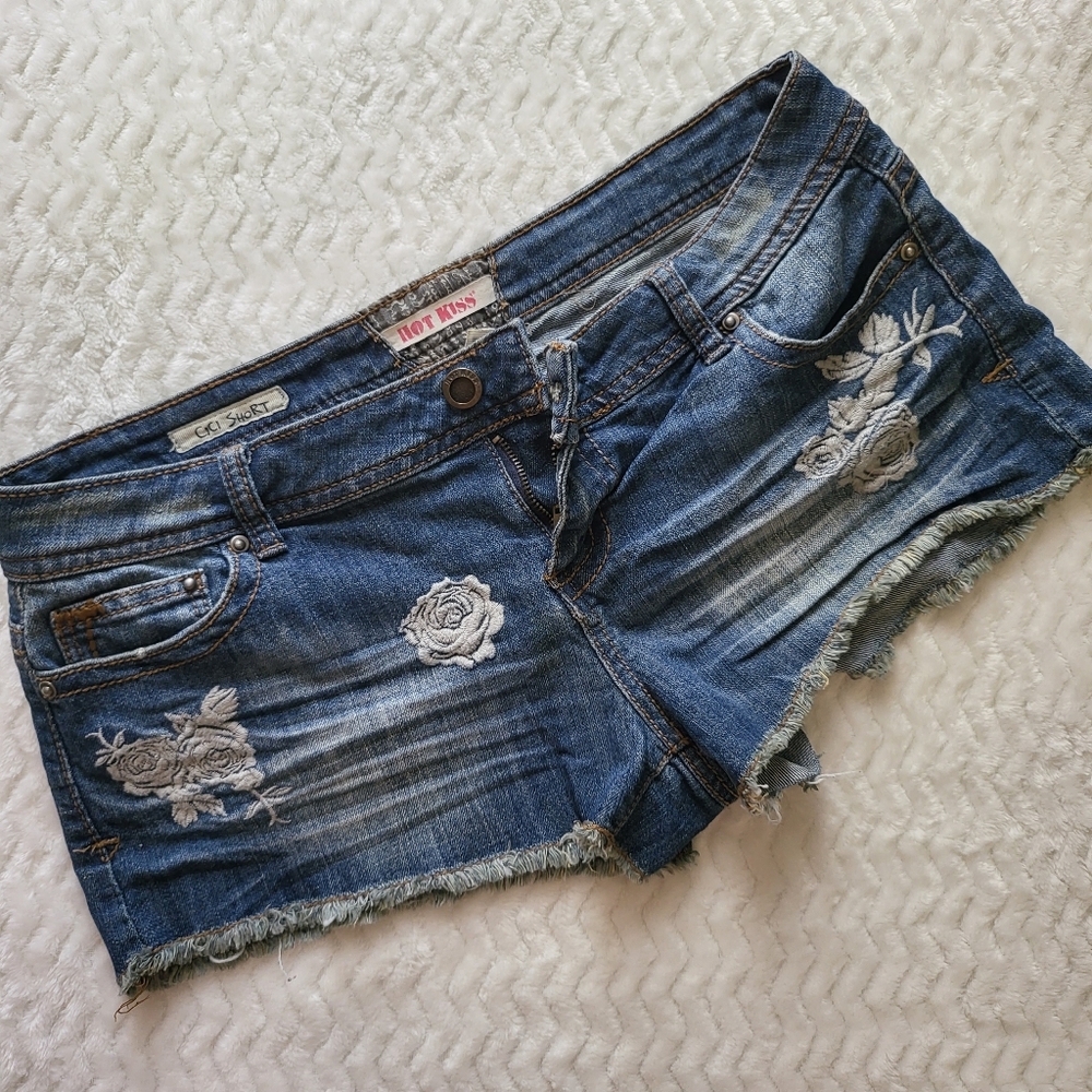 Denim Embroidery Women Short